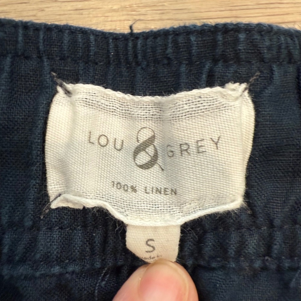 Lou & Grey Navy 100% Linen Drawstring Beachy Lounge Jogger Pants Women Small EUC - Picture 5 of 12